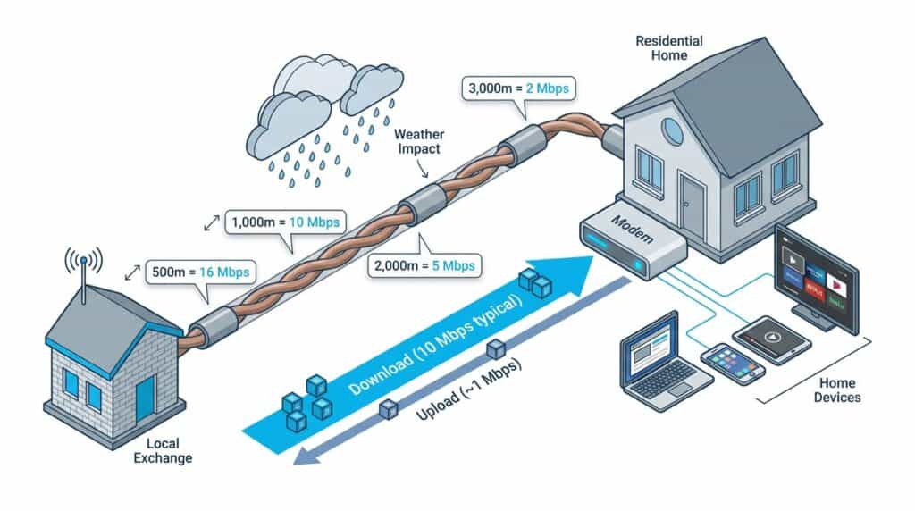 ADSL (Asymmetric Digital Subscriber Line) infrastructure